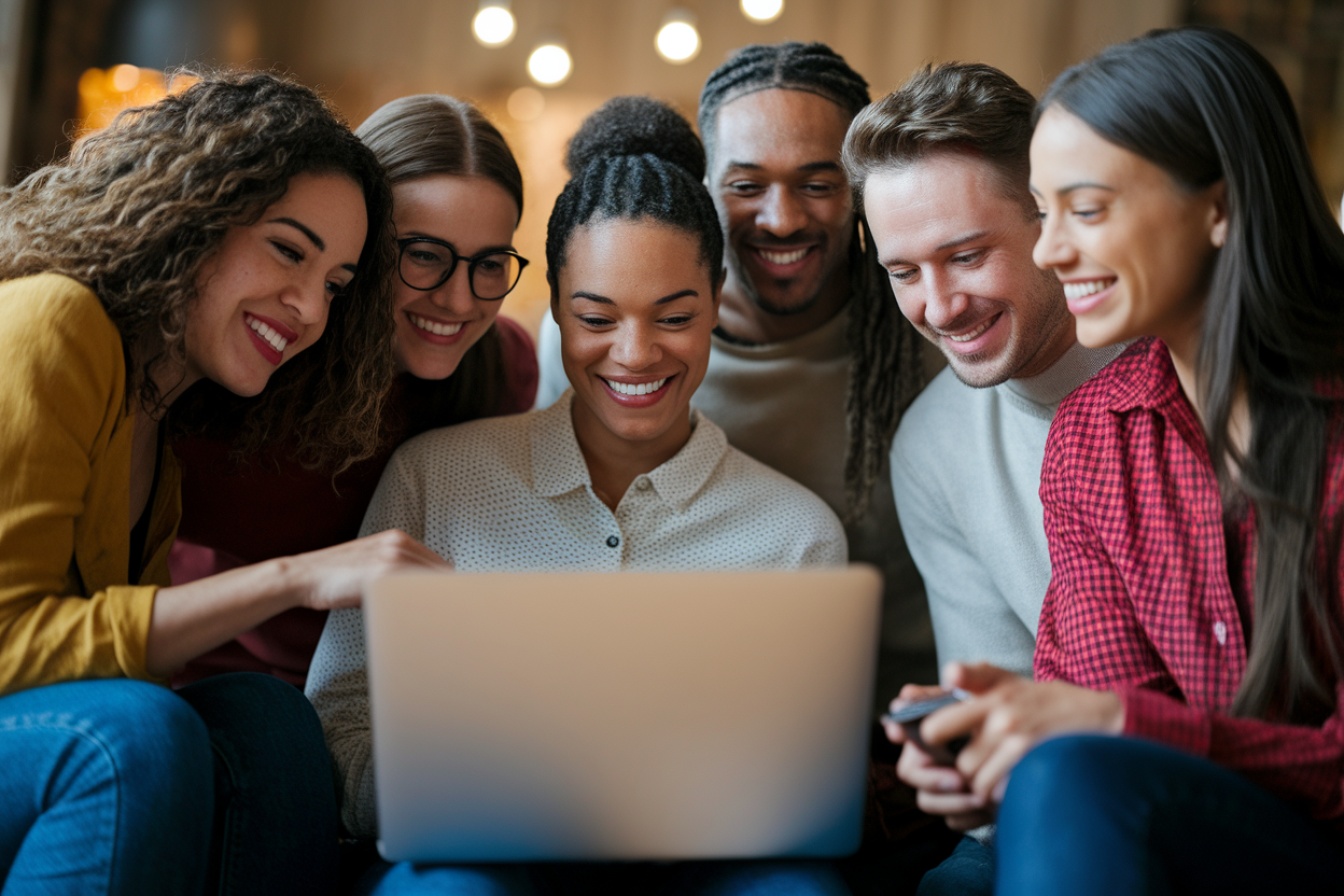 amis-divers-ordinateur-souriants-salon